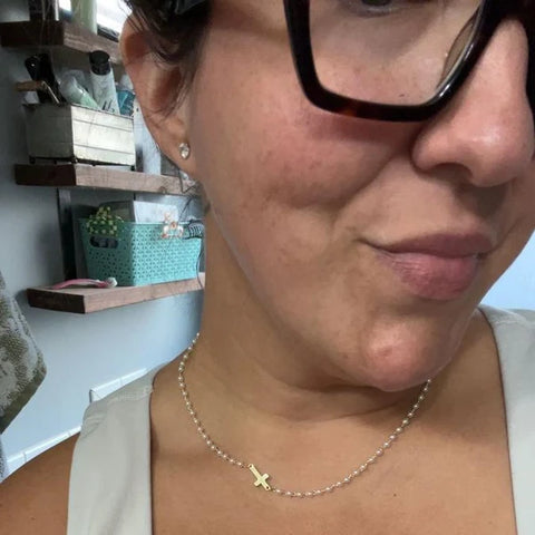 Customer wearing Cecilia & Grace jewelry